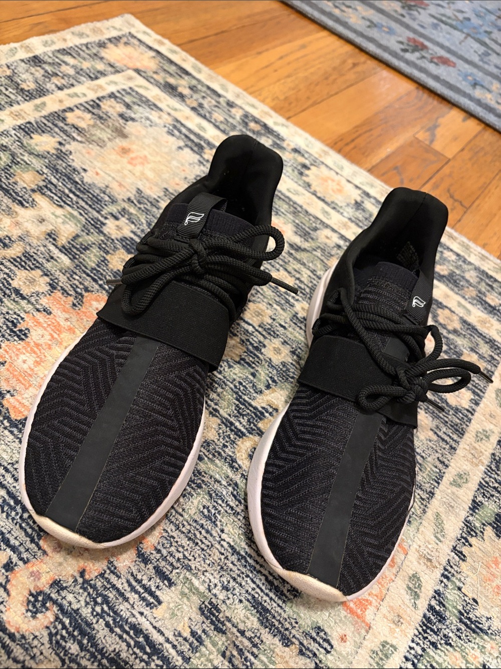 Fabletics Black Knit Slip-On Sneakers with Strap